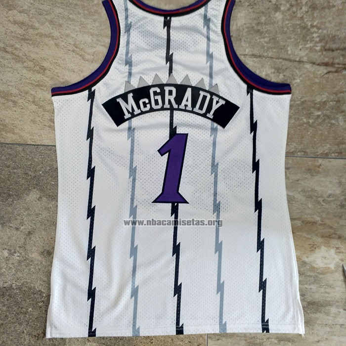 Camiseta Toronto Raptors Tracy McGrady NO 1 Mitchell & Ness 1998-99 Blanco